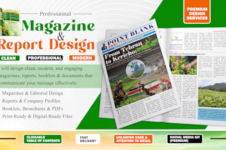 design a clean, modern magazine, report or booklet layout