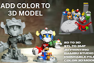 add color to 3d model convert stl to 3mf split parts for multicolor 3d printing