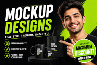 realistic mockup designs for logo, business card, and branding