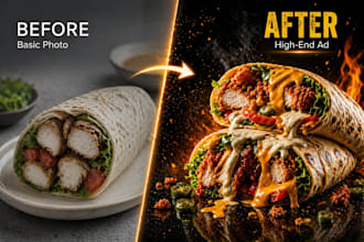 create high end food advertising images for restaurants and brands