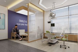 design 3d orthodontic clinic , dental office, dental clinic medical space render