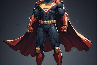 illustrate powerful superhero and villain characters