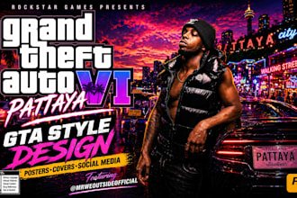 create gta style posters covers or social media graphics