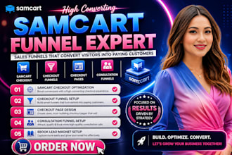 setup samcart checkout optimazation checkout funnel, consultation funnel, ebook