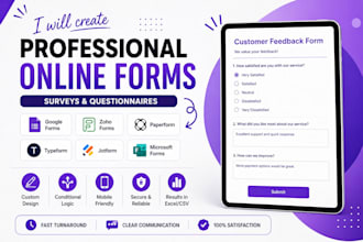 create zoho form, jotform, typeform, paperform, microsoft and google form survey