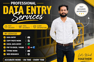 do fast and accurate data entry, copy paste, excel work