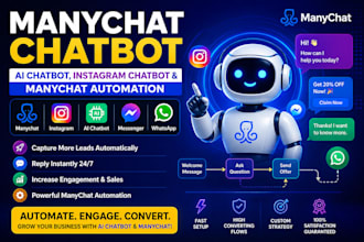build manychat chatbot, instagram chatbot, ai chatbot using manychat automation