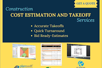 provide professional construction estimation, material takeoff using planswift