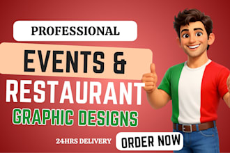 event invitation design rollup banner backdrop, restaurant menu design, brochure