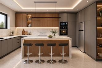 design a modern luxury kitchen with realistic 3d render