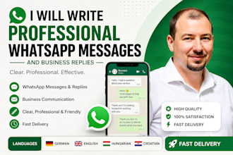 write professinal whatsapp messages and business replis