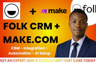 set up folk CRM with make com automation workflows and integrations
