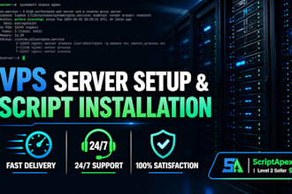 do vps server setup, script installation and linux server configuration