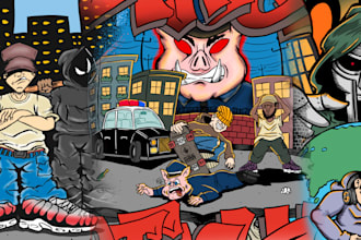 create amazing cartoon illustration for tshirt, merchandise