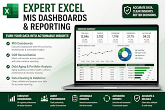 build excel mis dashboards, cdr reconciliation and financial reports