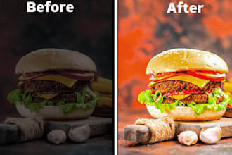 do professional food photo editing and retouching