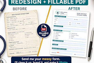 design a fillable PDF medical intake form