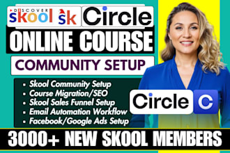 skool community setup, skool online course circle so skool community SEO manager