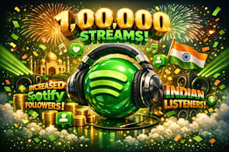 increase spotify followers, indian spotify listeners and  genuine streams