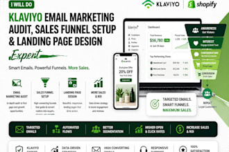 do klaviyo email marketing audit sales funnel setup landing page design expert