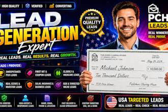 generate verified sweeps takes leads, p c h leads and USA bank leads