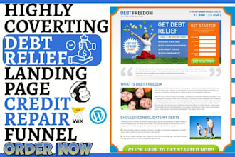 generate debt relief leads credit repair landing page accounting funnel website