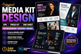 design professional media kit, epk, press kit, speaker one sheet