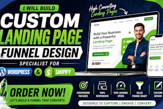 build custom landing page funnel design specialist for wordpress and shopify