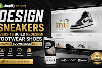 design sneakers website buiild redesign footwear shoes shopify ecommerce store