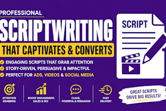 write professional movie, TV and screenplay scripts