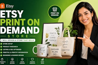 create a high converting esty print on demand,store setup with winning product