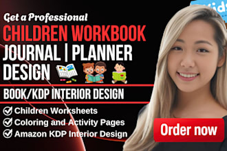 design children workbook journal planner kdp interior design and kids worksheet