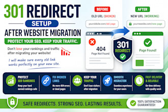 set up 301 redirects and fix broken links after website migration