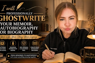 be your non fiction ebook ghostwriter, memoir, biography, autobiography for kdp