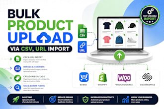bulk product upload to ecwid shopify woocommerce squarespace via csv url import