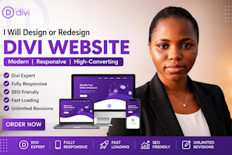 design or redesign wordpress website using divi theme builder, divi 5
