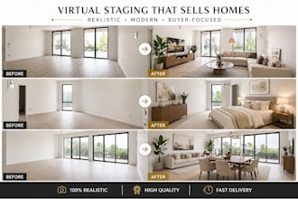 do photorealistic virtual staging and add furniture to empty rooms