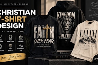 design modern christian t shirt graphics, bible verse apparel and faith designs