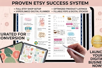 etsy hyperlinked planner etsy shop setup digital products planner fillable pdf