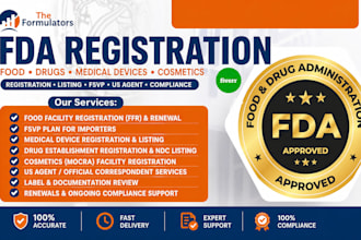handle fda registration, fsvp, device listing, and US agent services