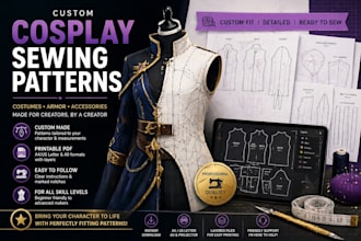 design cosplay sewing pattern template for eva foam fabric wearable armor props