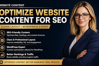 upload format optimize website content for SEO clean layout wordpress expert