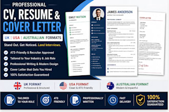 create cv, resume and cover letter in UK, USA, australian format