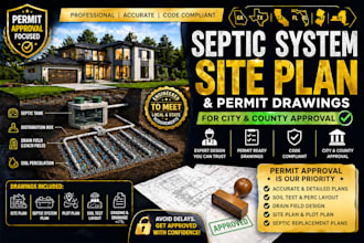 design septic system, site plan, soil test and permit drawings for cities