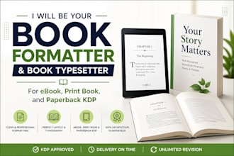 be your book formatter, ebook typesetter, printbook