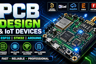 design pcb, schematic, iot devices, esp32 stm32 arduino in altium kicad
