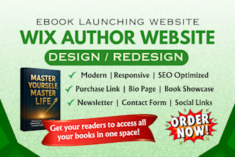 design wix website, wix author website, book author wix website development