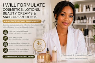 formulate cosmetics, lotions, beauty creams or makeup products as a pharmacist