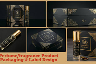 design perfume fragrance label boxes, 3d mockup for perfume products and labels