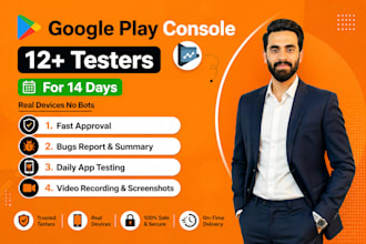 provide 12 or 20 testers for google play closed testing 12 app tester